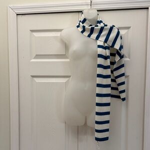 Talbots Blue and White Striped Scarf